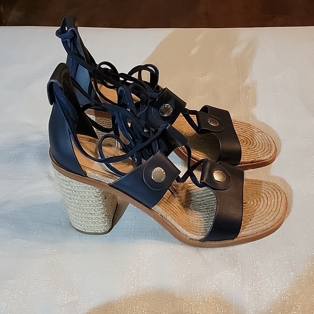 Rag & Bone Navy Blue Lace-up Block Heels Women's Size 11
